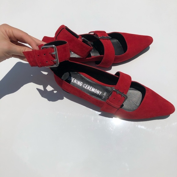 Red Buckle Flats - Picture 1 of 3